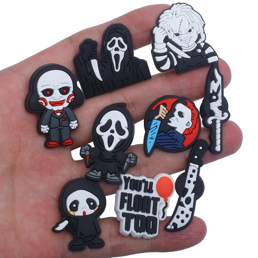 17pcs/SET Halloween Horror Movie Series for Shoe Charms Designer Accessories DIY Decoration for Classic Clog Kids Gifts Hot Sale