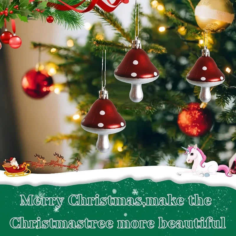 5 Pieces of Mushroom Decorations, Festive Christmas Tree Decorations - Suitable for Christmas, Halloween and Birthdays