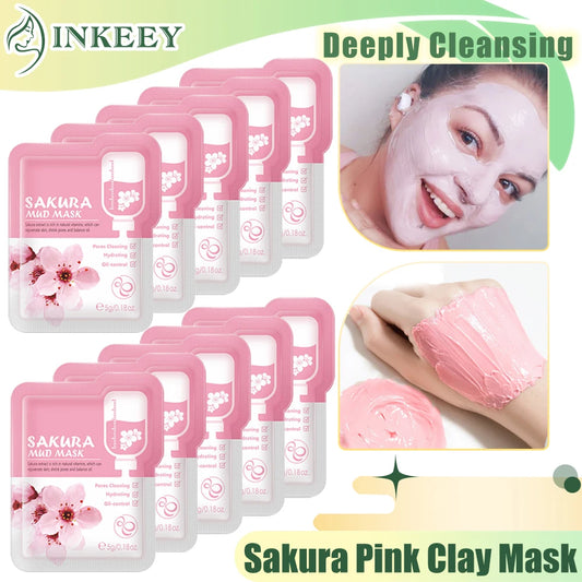 Japan Sakura Clay Mask for Face Deeply Cleansing Moisturizing Oil-Control Anti-Aging Anti-Wrinkle Pink Mud Mask Facial Skin Care