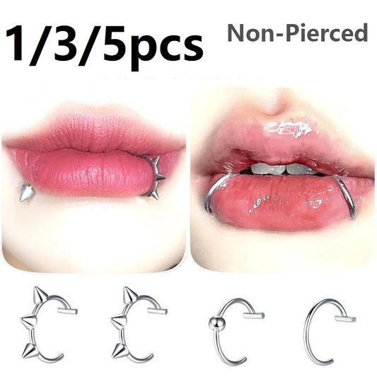 10mm Stainless Steel Fake Nose Piercing Hoop Septum Rings C Clip Lip Ring Earring Fake Nose Ring Women Body Jewelry Non-Pierced
