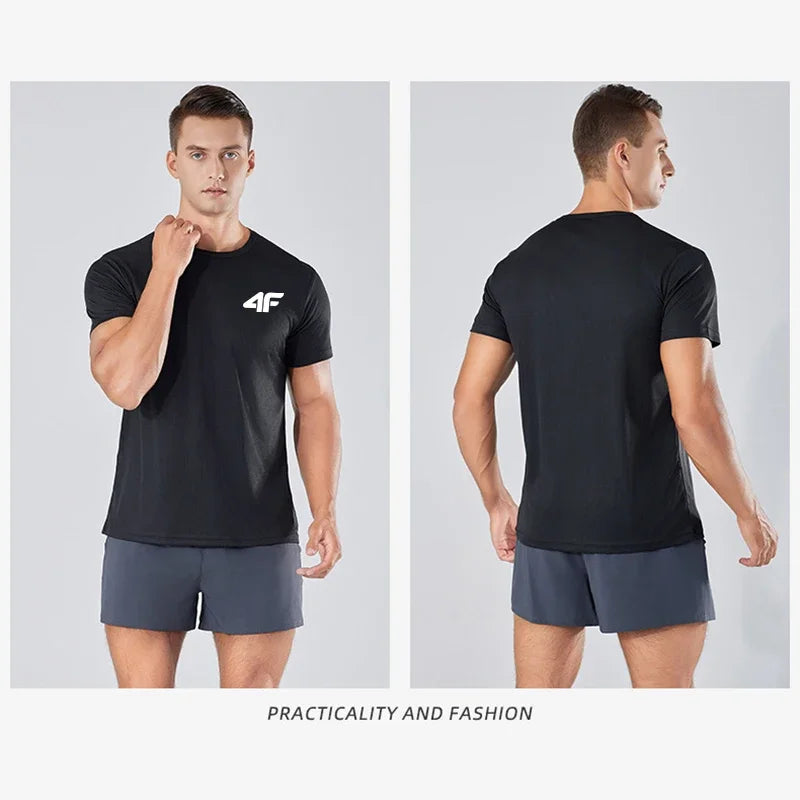 Men's Summer Exercise Trainning T-shirt High Quality Breathable Quick Dry Short Sleeved Top Marathon Gym Fitness Basketball Tees