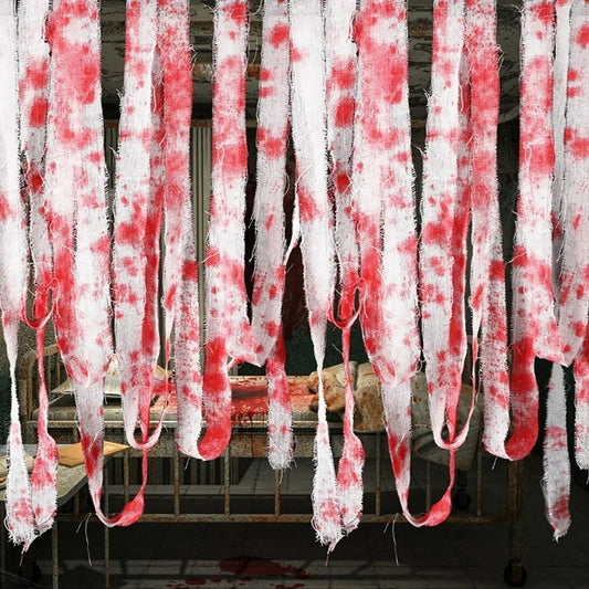 10/15M Halloween Bloody Cloth Strips Blood Gauze Bandage Haunted House Secret Room Horror Party Halloween Scene Decoration Props