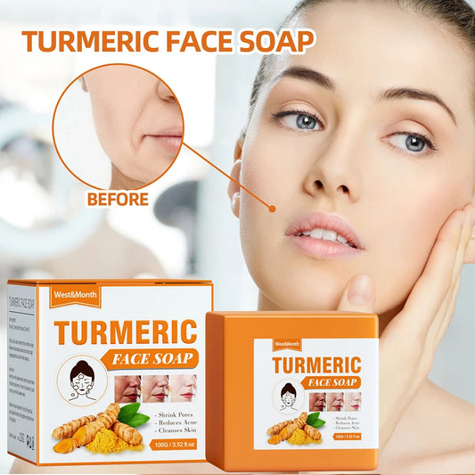 1/2Pcs Turmeric Ginger Soap Anti Acne Skin Brighten Face Cleansing Soap Remove Pimples Dark Spot Handmade Essential Oil100g