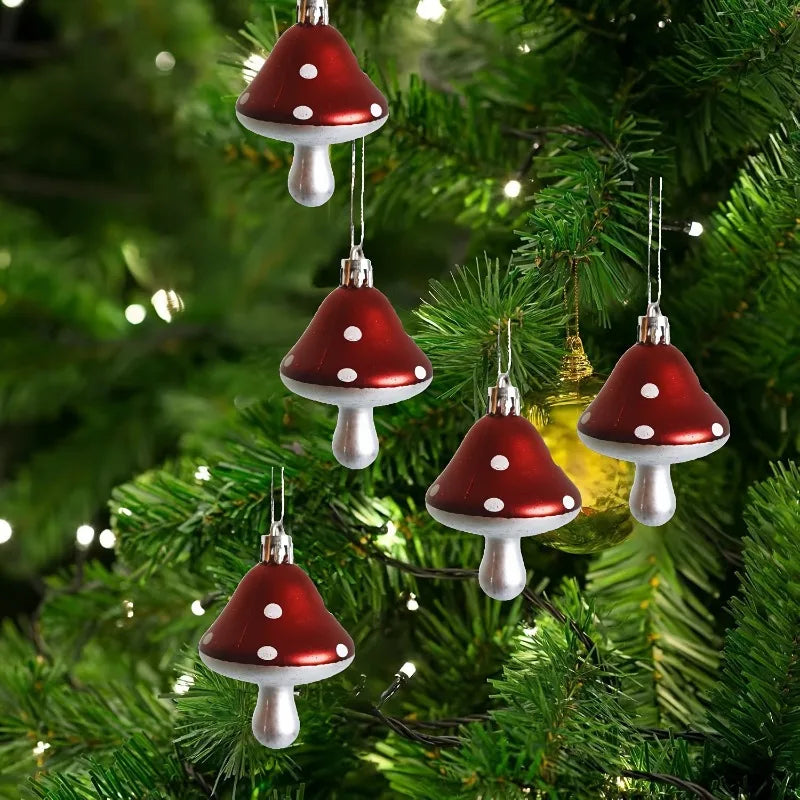 5 Pieces of Mushroom Decorations, Festive Christmas Tree Decorations - Suitable for Christmas, Halloween and Birthdays