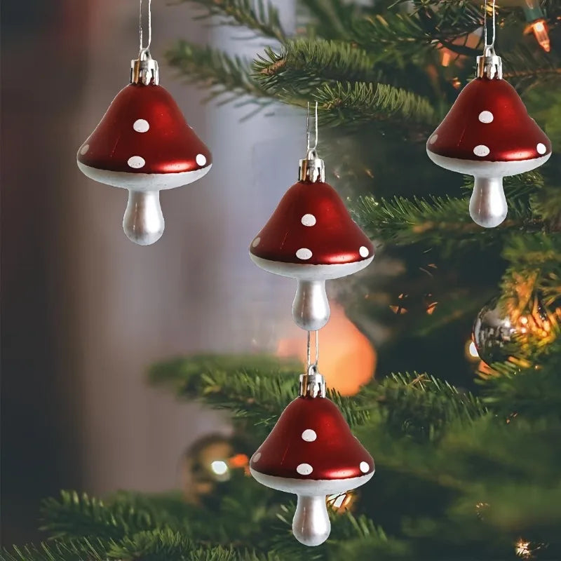 5 Pieces of Mushroom Decorations, Festive Christmas Tree Decorations - Suitable for Christmas, Halloween and Birthdays