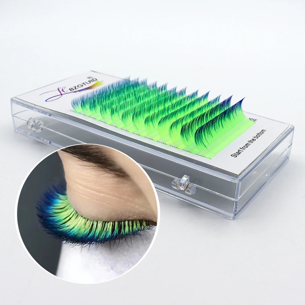 HBZGTLAD Mix Color Eyelashes Make up High Quality Soft Natural Synthetic Mink Rainbow Eyelash Extension Supplies 8-15MM Mix