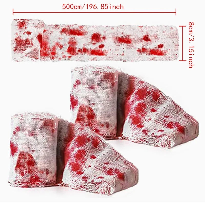 10/15M Halloween Bloody Cloth Strips Blood Gauze Bandage Haunted House Secret Room Horror Party Halloween Scene Decoration Props