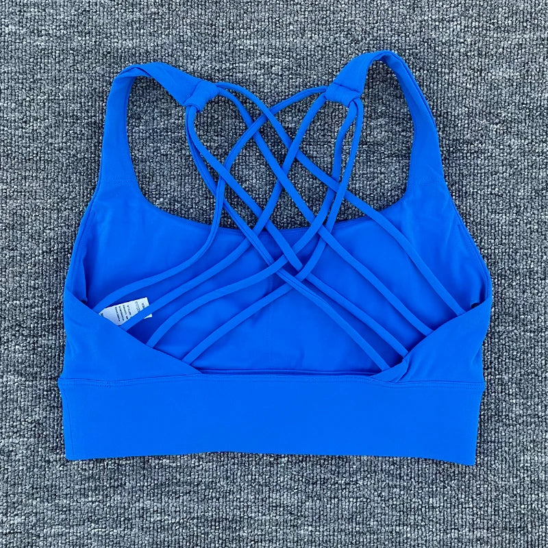 Women's Fitness Sports Bra Anti-Sweat Fitness Top Women Yoga Bra Shockproof Crop Top Cross Back Sport Bra Gym Workout Top