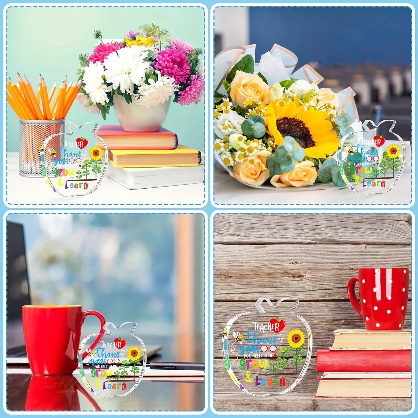 1pc Teacher Appreciation Gifts for Women Thank You for Helping Me Grow & Learn Paperweight End of The Year Teacher Gifts Back to