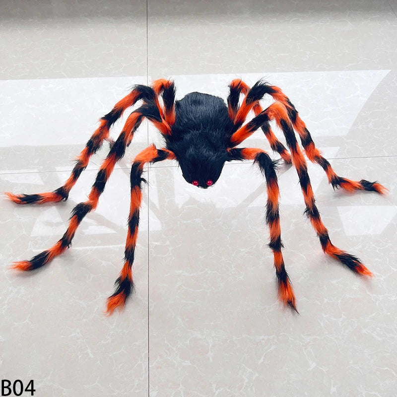 Halloween Black Giant Spider Scary Artificial Plush Spider Home Bar Haunted House Scene Ornaments Props Holiday Outdoor Decors