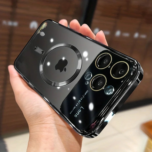 Luxury Magnetic For Magsafe Wireless Charge Clear Case For iPhone 15 14 13 12 11 Pro Max Plus Slim Plating Soft Silicone Cover