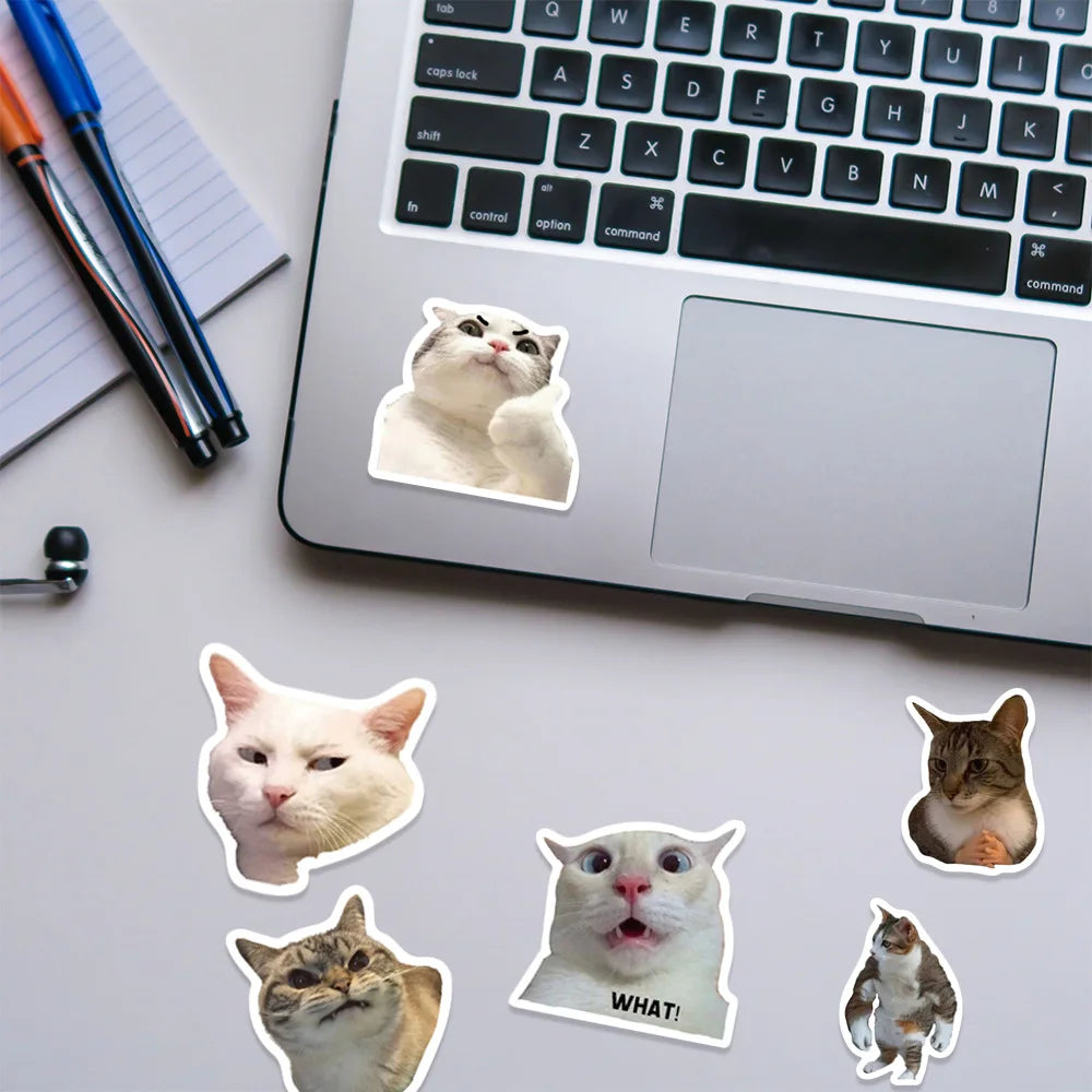 50pcs Funny Cat MEME Stickers Toy DIY Kids Notebook Motorcycle Laptop Phone Luggage Refrigerator Graffiti Cute Animals Decals