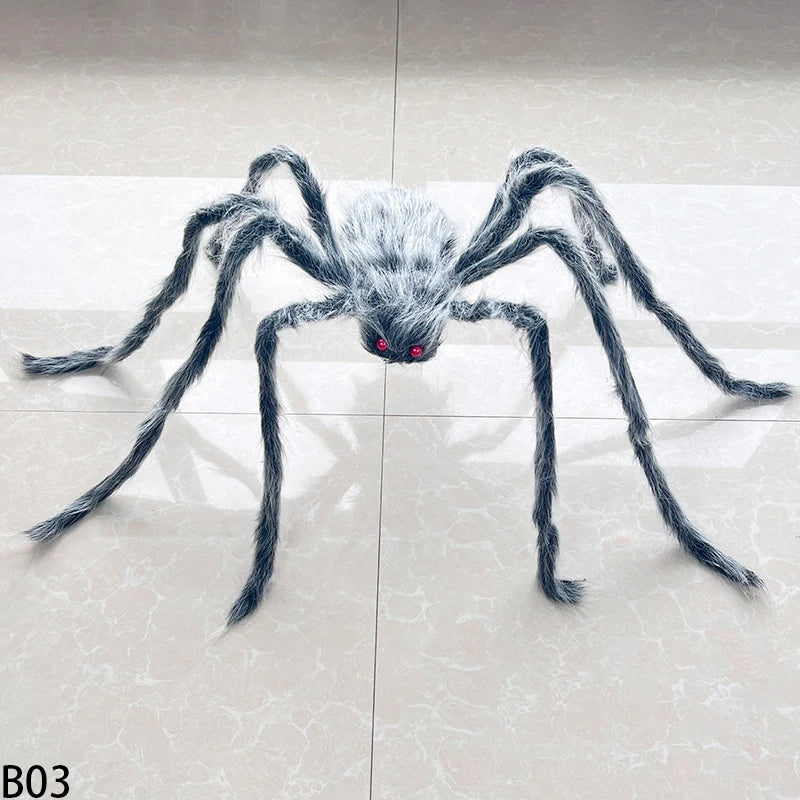 Halloween Black Giant Spider Scary Artificial Plush Spider Home Bar Haunted House Scene Ornaments Props Holiday Outdoor Decors