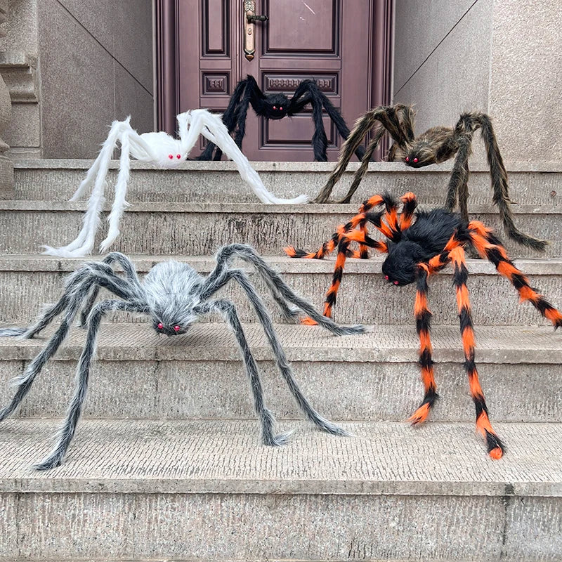 Halloween Black Giant Spider Scary Artificial Plush Spider Home Bar Haunted House Scene Ornaments Props Holiday Outdoor Decors
