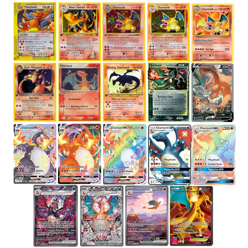 Charizard Pokemon Cards Shining Charizard Holographic Charizard Ex GX VMX Hobbies Rare Collection Battle Cards Toys Gifts