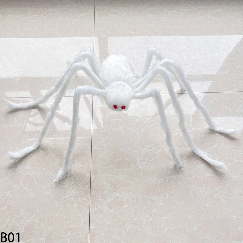 Halloween Black Giant Spider Scary Artificial Plush Spider Home Bar Haunted House Scene Ornaments Props Holiday Outdoor Decors