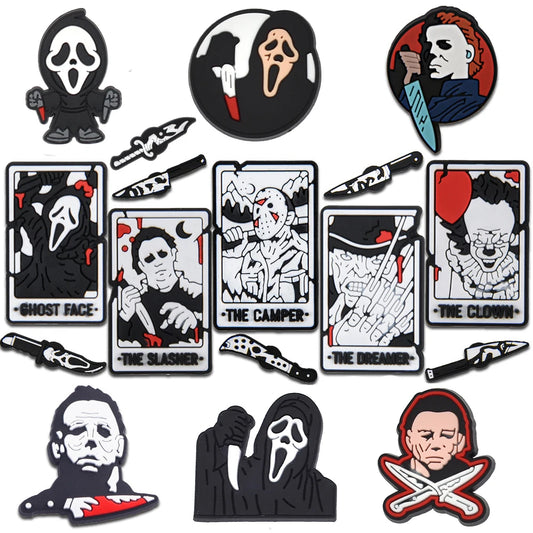 17pcs/SET Halloween Horror Movie Series for Shoe Charms Designer Accessories DIY Decoration for Classic Clog Kids Gifts Hot Sale