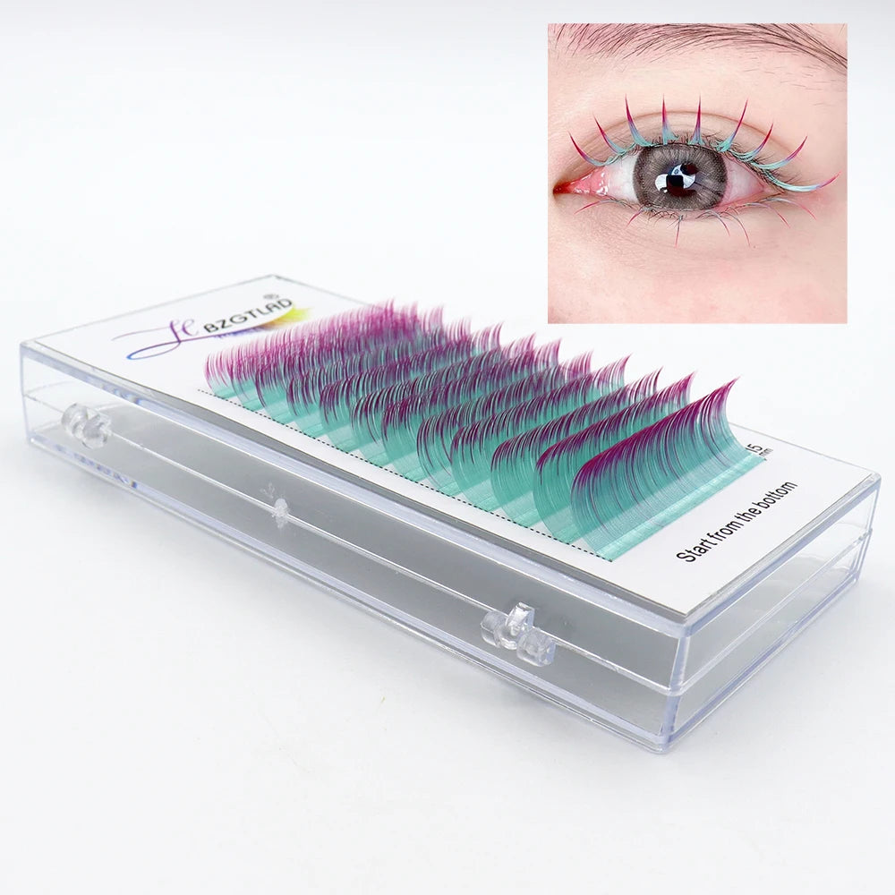 HBZGTLAD Mix Color Eyelashes Make up High Quality Soft Natural Synthetic Mink Rainbow Eyelash Extension Supplies 8-15MM Mix