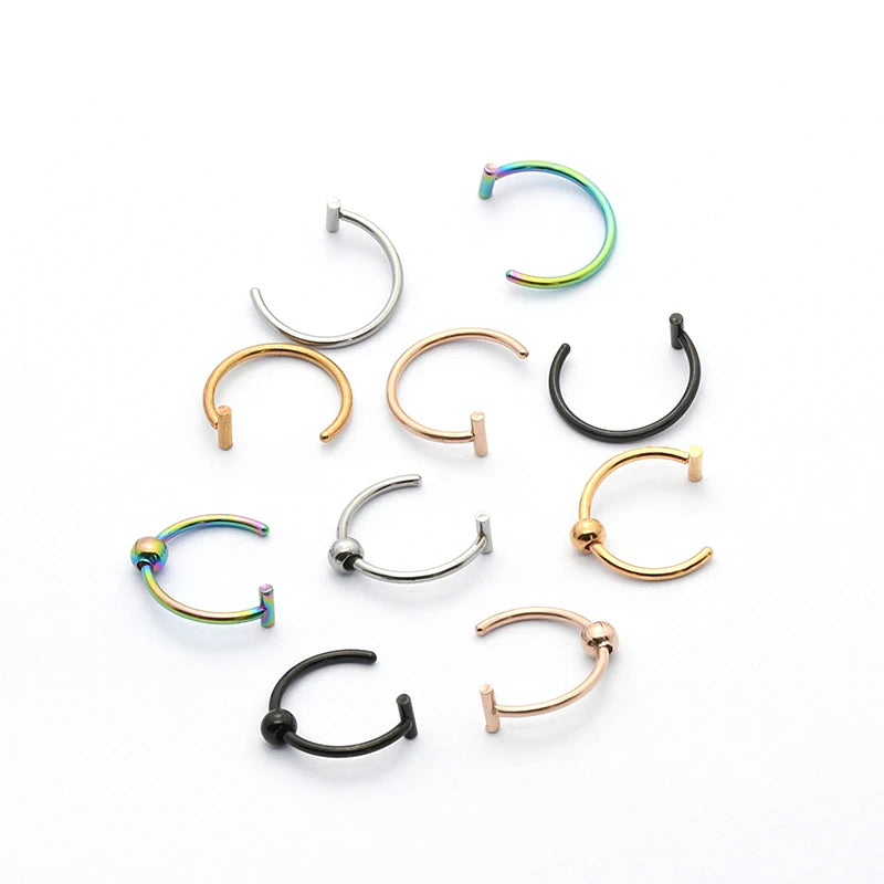 10mm Stainless Steel Fake Nose Piercing Hoop Septum Rings C Clip Lip Ring Earring Fake Nose Ring Women Body Jewelry Non-Pierced