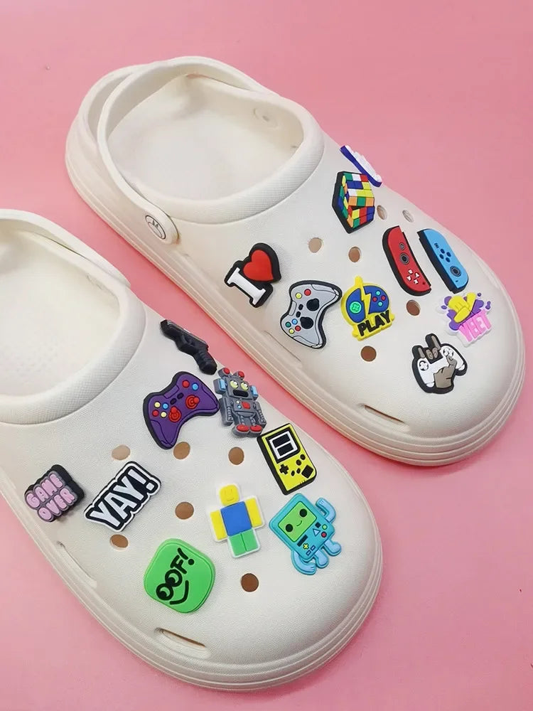Game Style Shoe Charms Funny Pattern Buckle Accessories Croc Clogs Charm Decor Adult Children Gifts Halloween Party Decorations