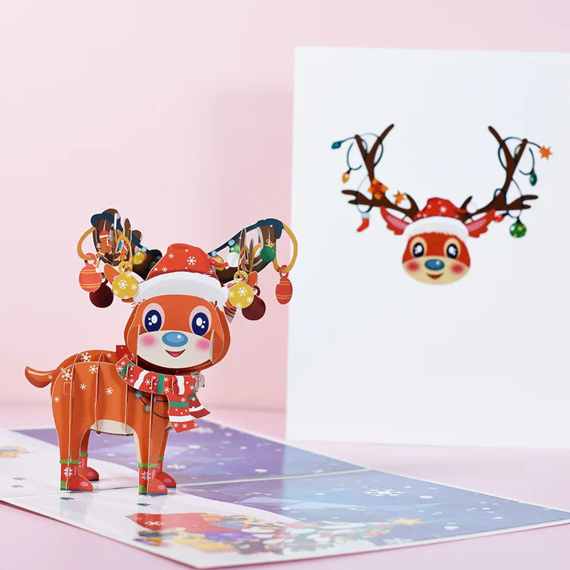 Top Quality New 3D Christmas Greeting Card Creative Pop Up Hand-Made Cards Colorful Christmas Holiday Thanksgiving New Year Card