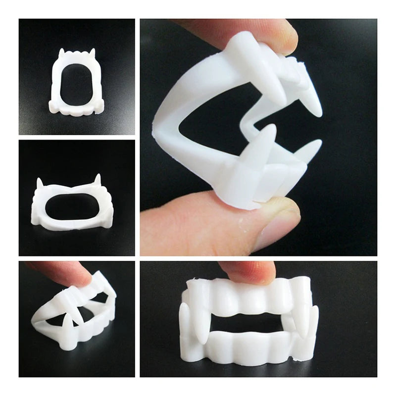 10Pcs Halloween Vampire Denture Luminous Fake Teeth Dress Up Props Horror Zombie Teeth Grim Reaper Braces Glow Party Supplies