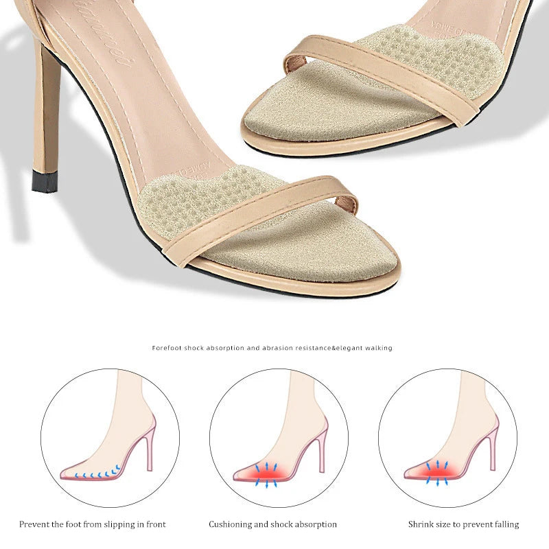 2 Pairs Gel Forefoot Insert Women High Heels Cushion Pads Anti-slip Foot Pain Relief Pads Half Insoles Round Toe Shoe Inserts