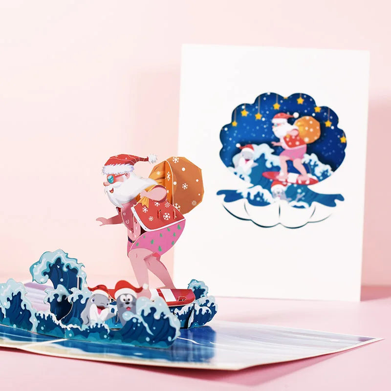 Top Quality New 3D Christmas Greeting Card Creative Pop Up Hand-Made Cards Colorful Christmas Holiday Thanksgiving New Year Card