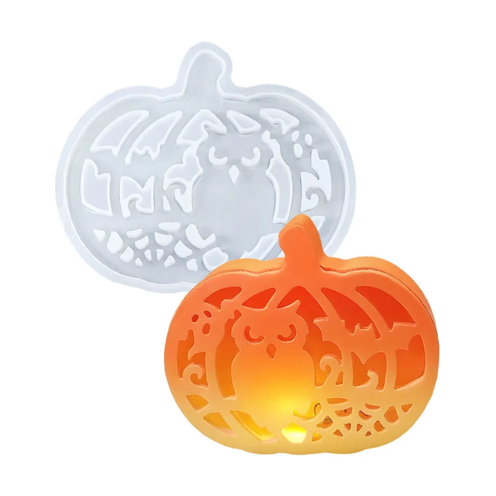 Halloween Pumpkin Silicone Mold DIY Cut-Out Deco Tea Light Holder Resin Plaster Candle Lantern Craft Jack O'Lantern Display