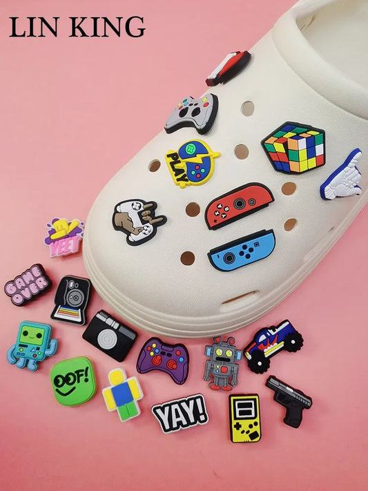 Game Style Shoe Charms Funny Pattern Buckle Accessories Croc Clogs Charm Decor Adult Children Gifts Halloween Party Decorations
